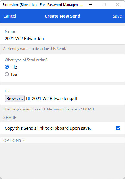 Name the Send and browse to the file you want to use. published 2 Send set up