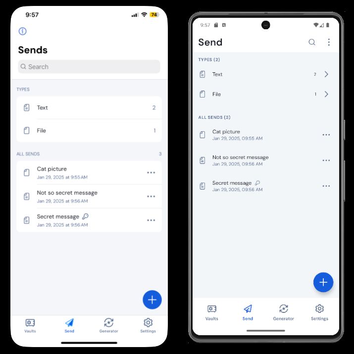 iOSとAndroidで表示をSend