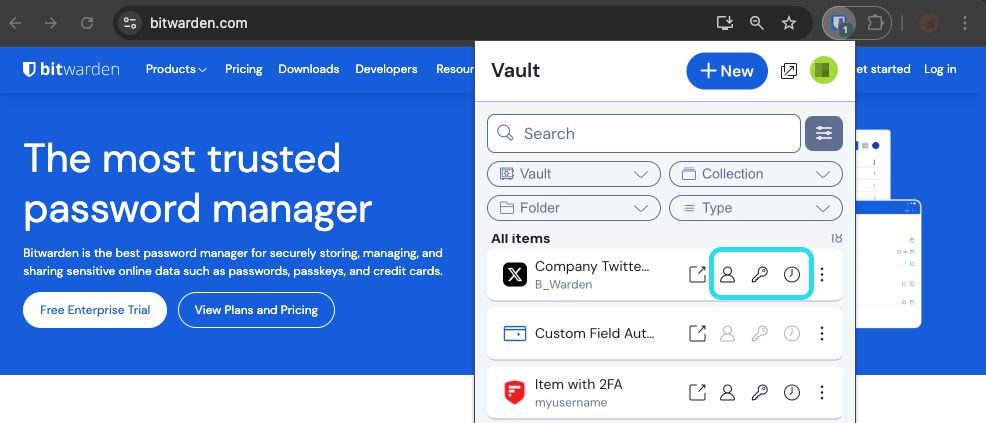 Quick copy actions