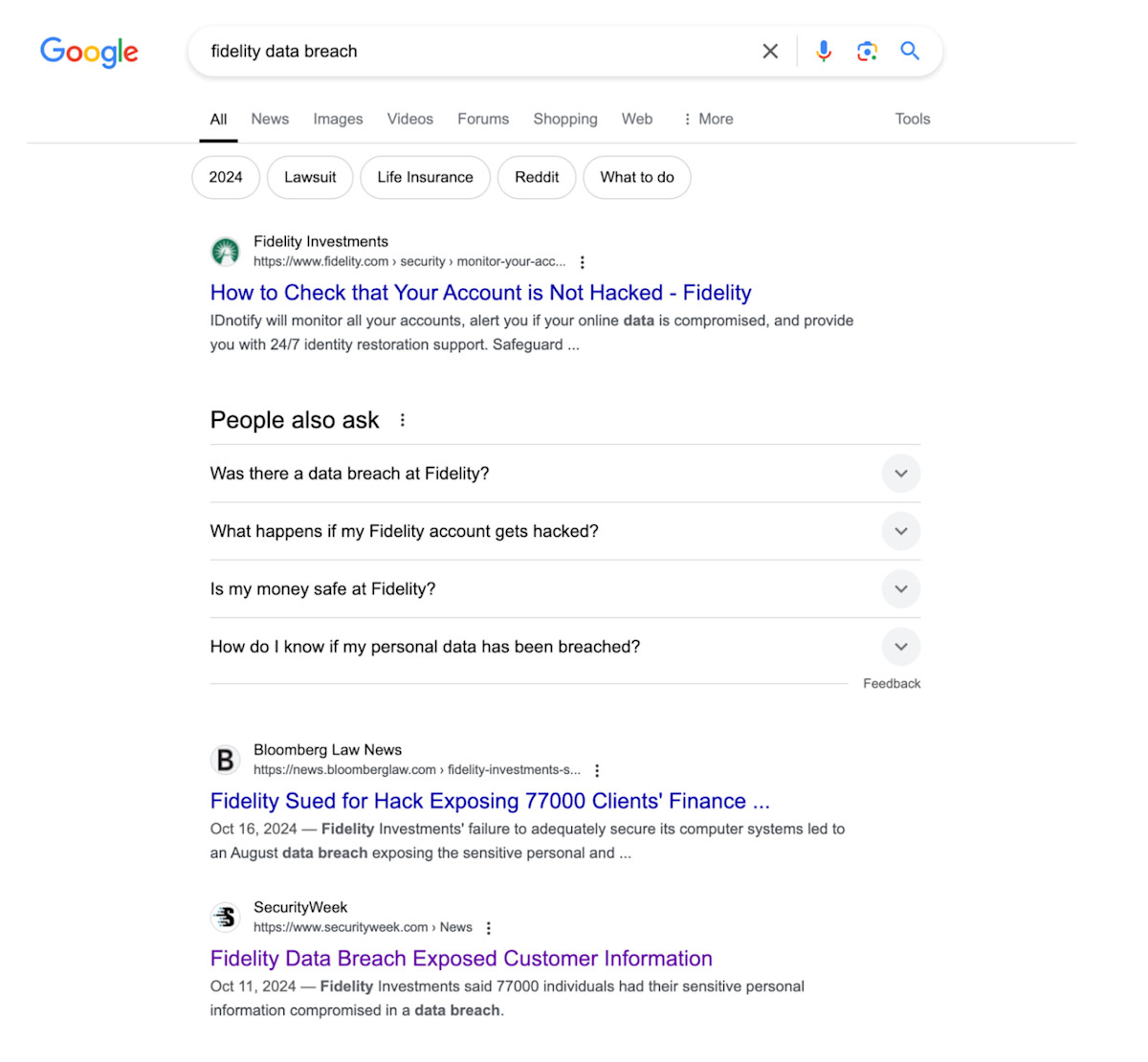 Fidelity data breach news