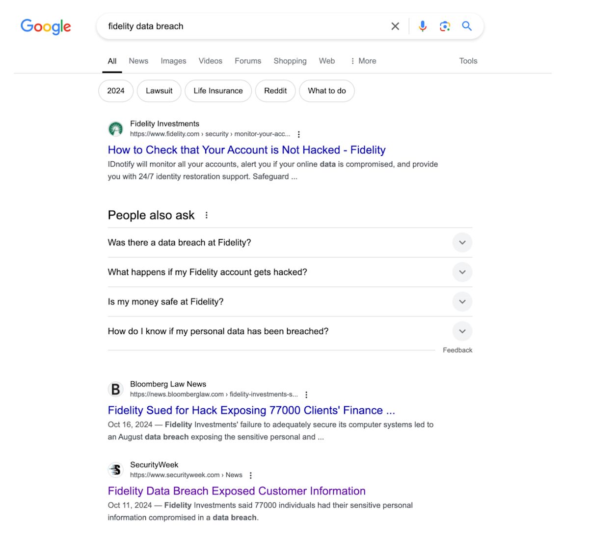 Fidelity data breach news