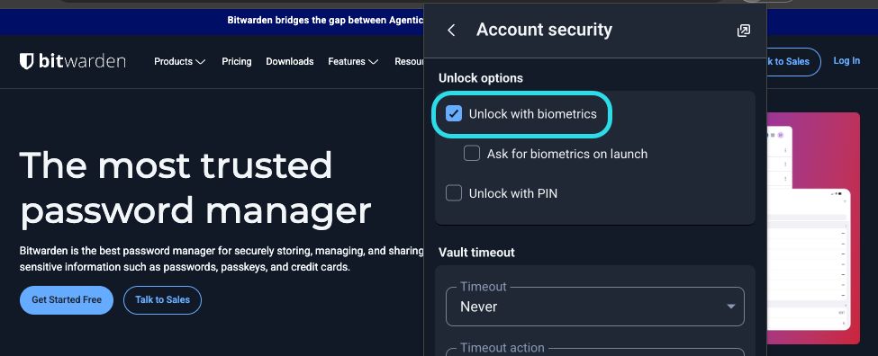 Toggle on unlock with biometrics