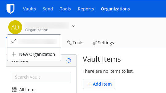 Figure 2: Creating a new Organization in Bitwarden - Figure 2