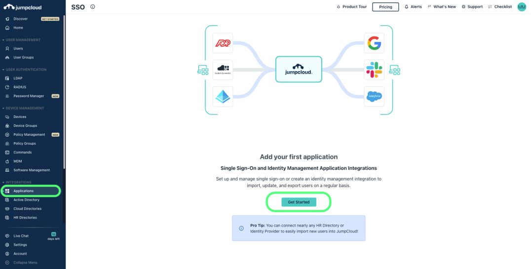 Create Bitwarden app Jumpcloud