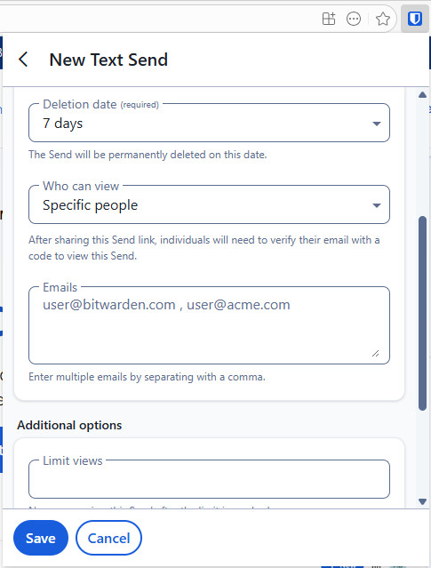 Bitwarden send email verification