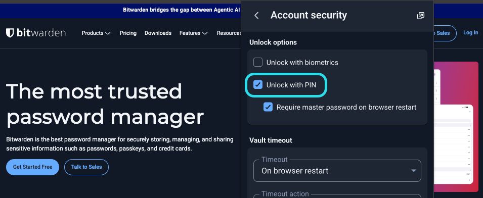 Toggle unlock with PIN