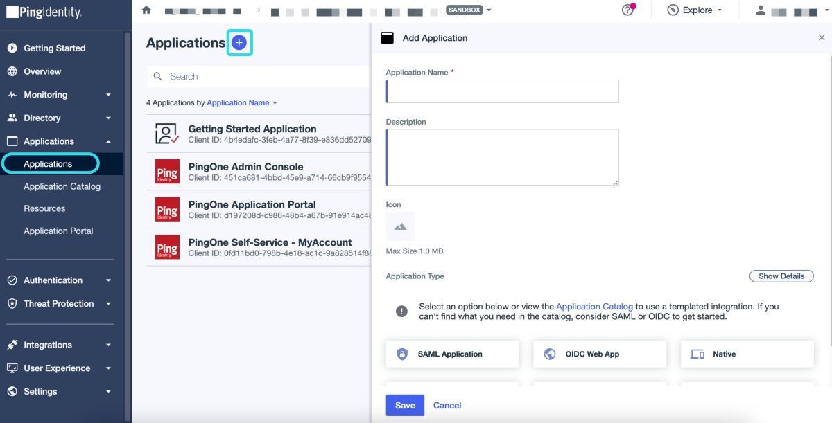 Ping Identity Add Application