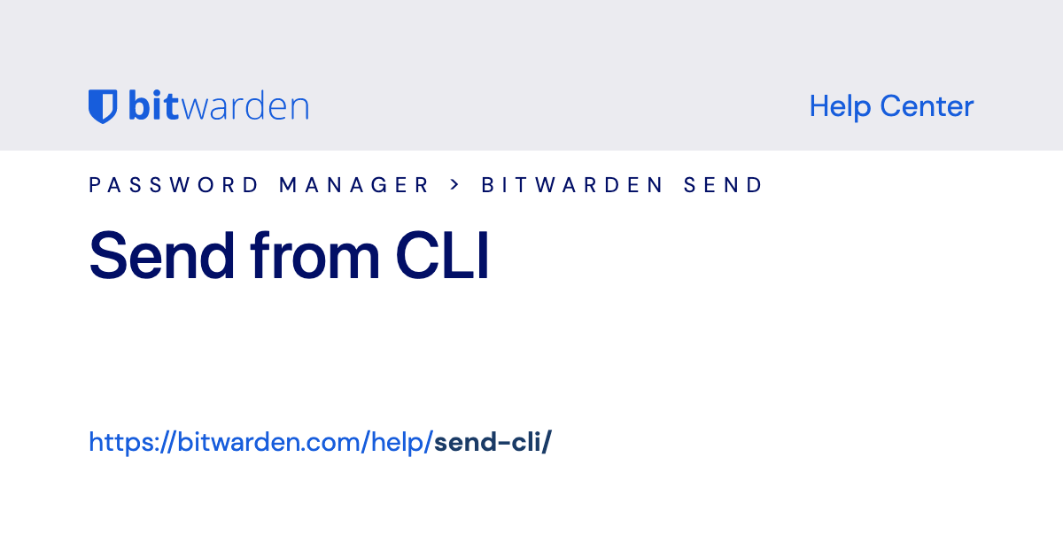 Send from CLI | Bitwarden