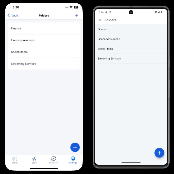 Folders on mobile
