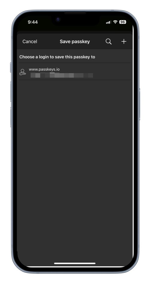 Save or overwrite a passkey