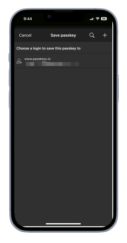 Save or overwrite a passkey