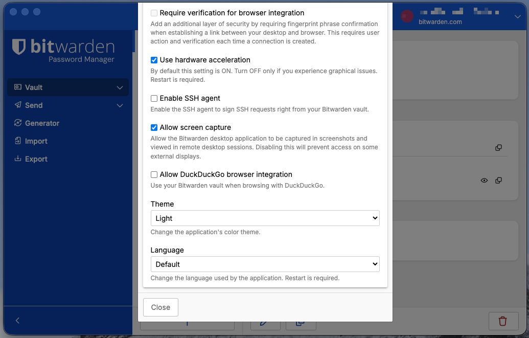 Desktop app language setting