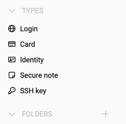 Figure 1: The Bitwarden interface makes organizing the vault easy.