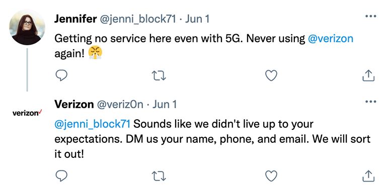 Example social media phishing attack (Verizon)