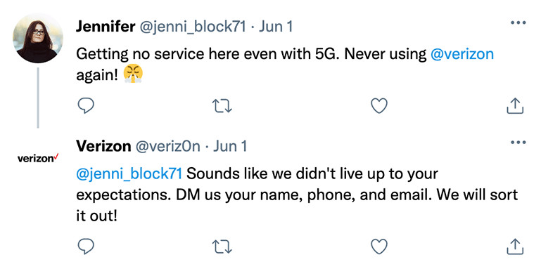Exempel på phishing-attack i sociala medier (Verizon)