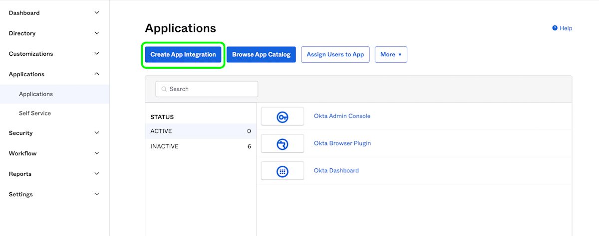 Okta create app integration