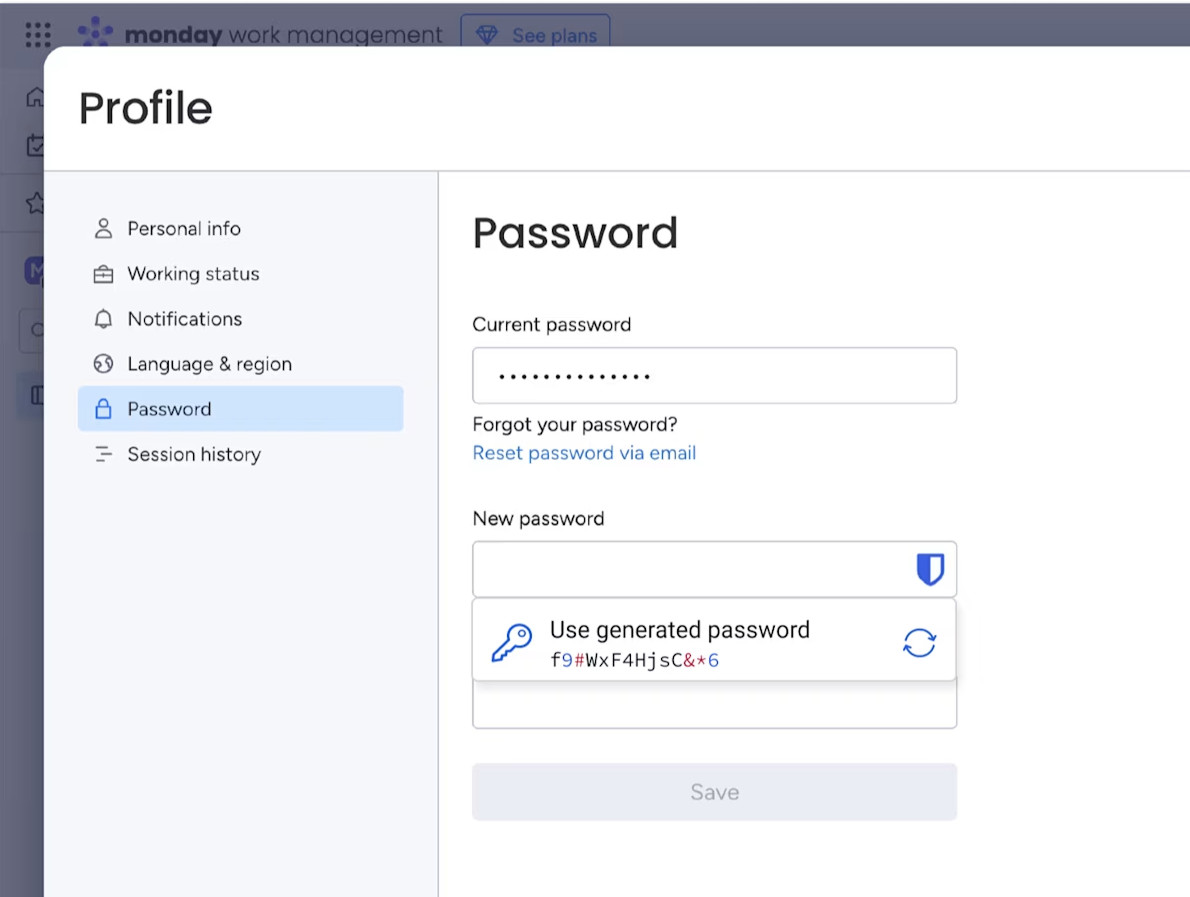 Update password - Access Intelligence