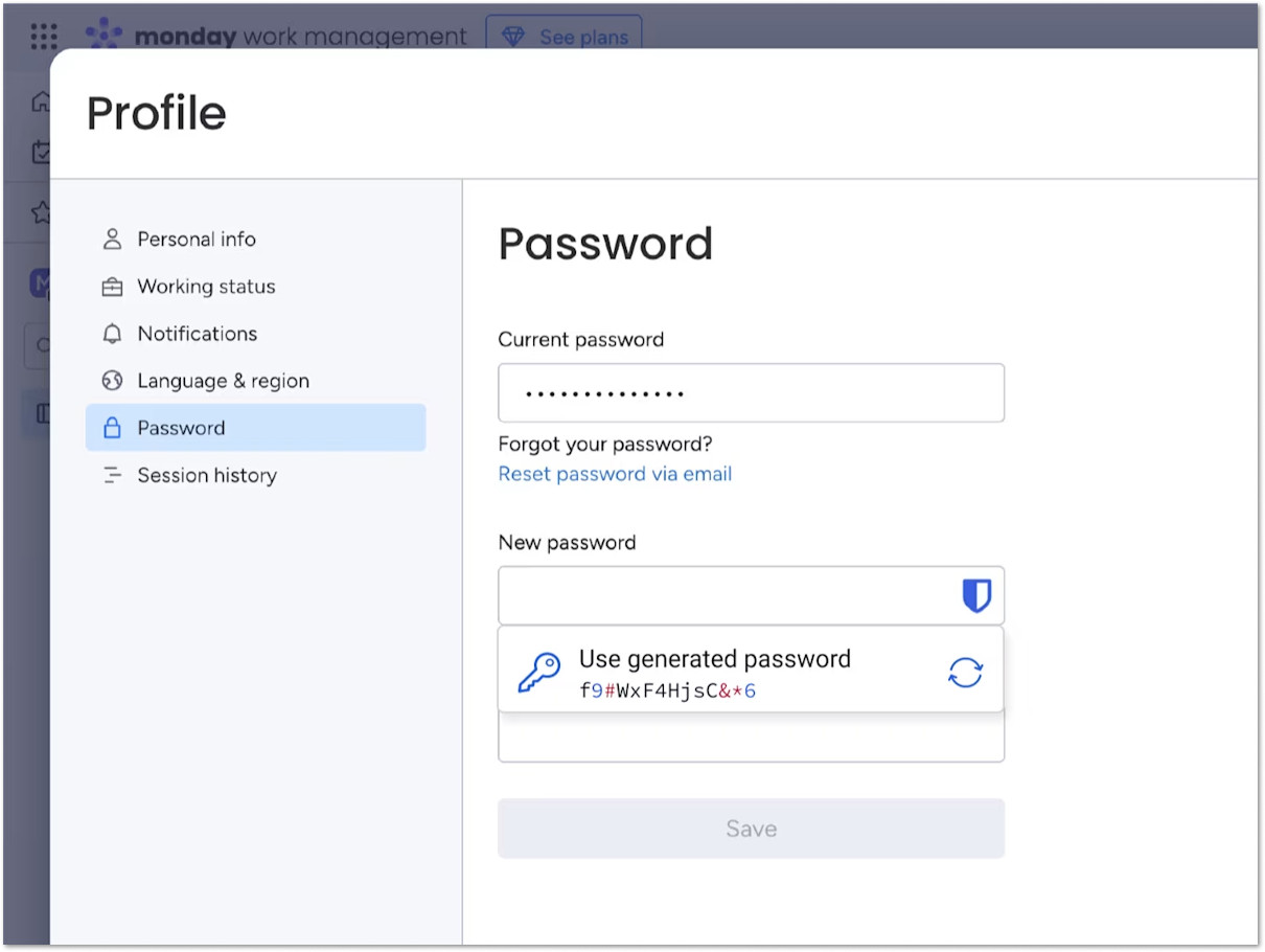 Update password - Access Intelligence