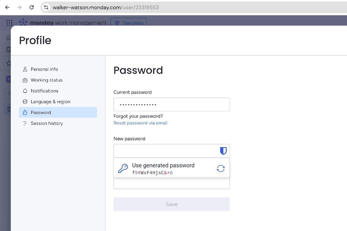 Update password - Access Intelligence
