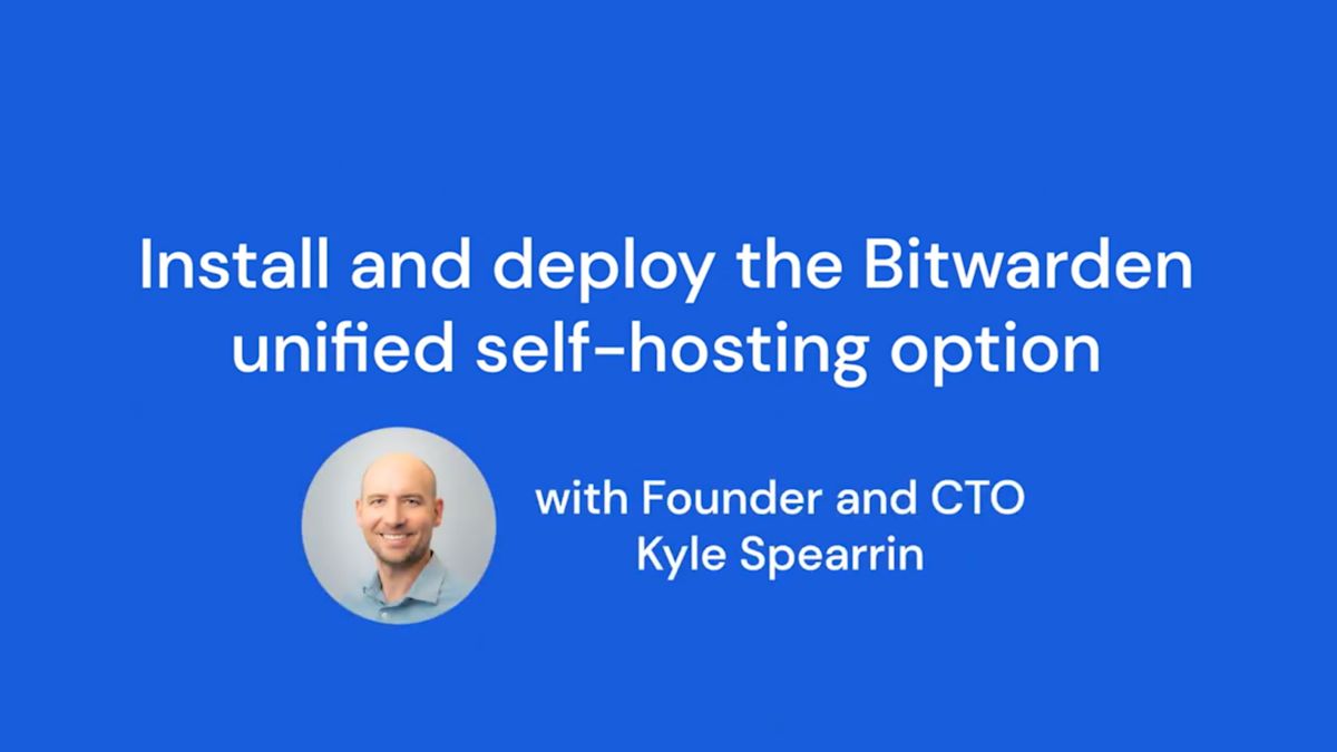 Install and deploy the Bitwarden unified self-hosting option with founder, Kyle Spearrin - Learn how to deploy the Bitwarden unified self-hosting option in this demo with Bitwarden founder and CTO, Kyle Spearrin!