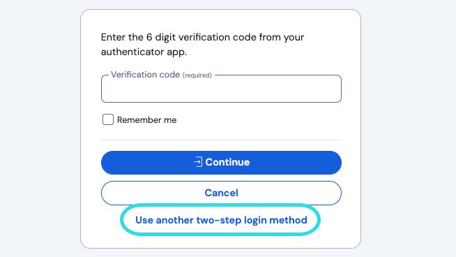 Use another two-step login method 
