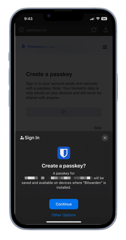 Create a passkey