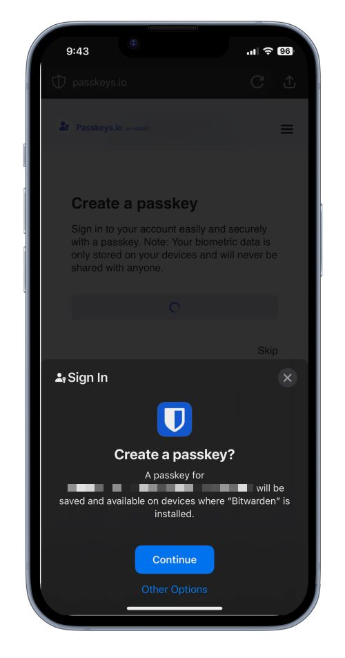 Create a passkey