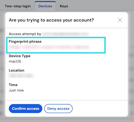 Confirm fingerprint web app