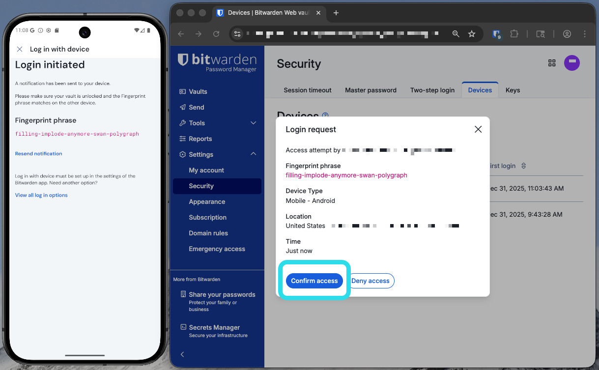 Bekräfta webbappen med fingeravtryck