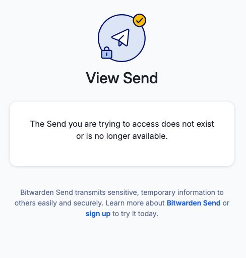 A deleted, expired, or disabled Send 
