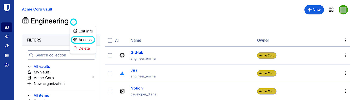 Edit collection permissions