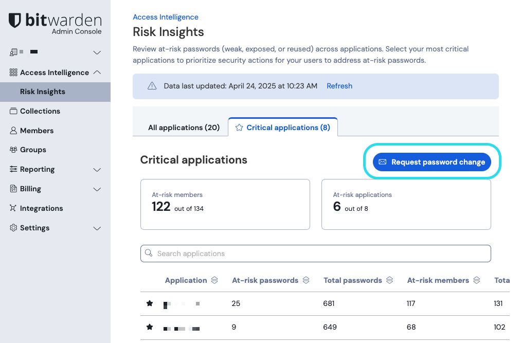 Request password change