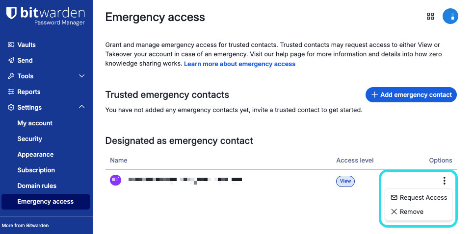 Request emergency access