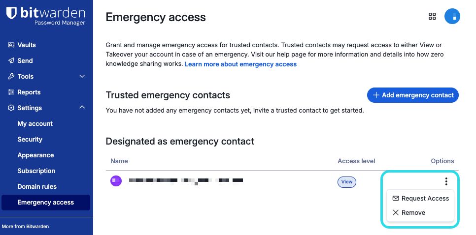 Request emergency access