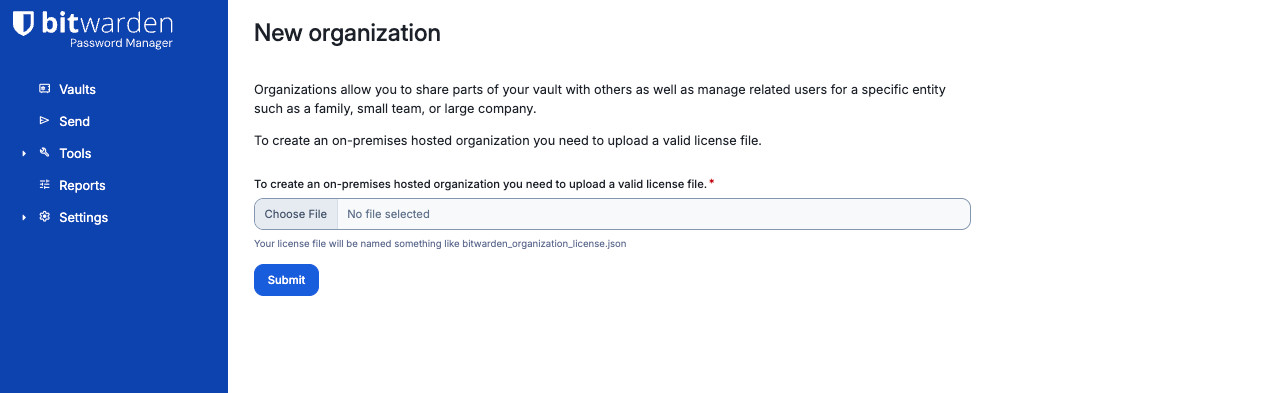 Upload license file