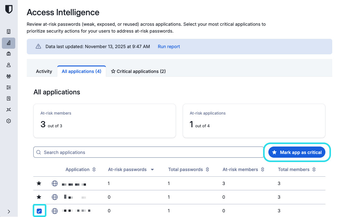 Mark a critical application