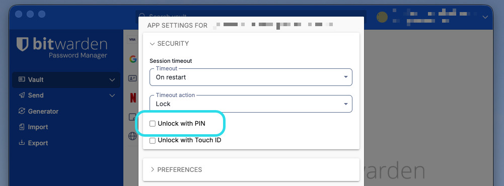 Unlock with PIN on desktop