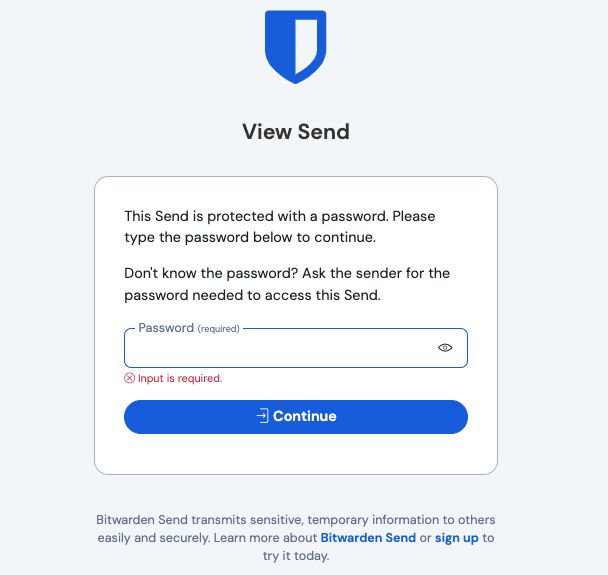 パスワードで保護された送信の受信