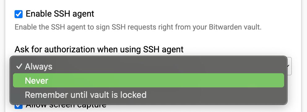 Enable SSH storage on desktop client