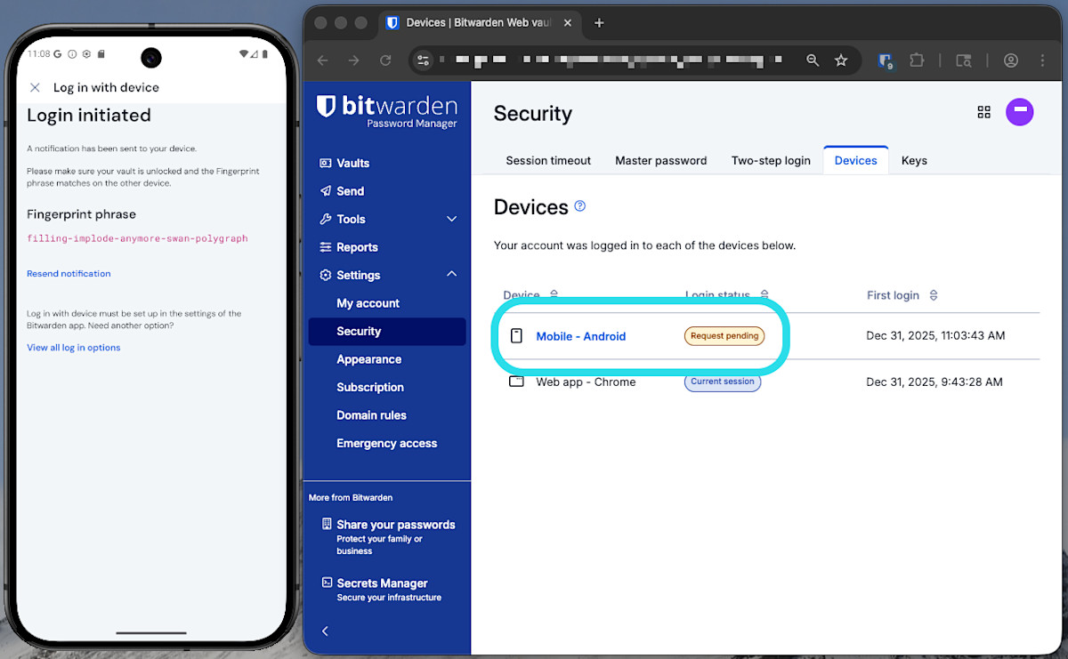 Log In With Device | Bitwarden