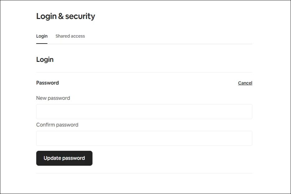 Change password form