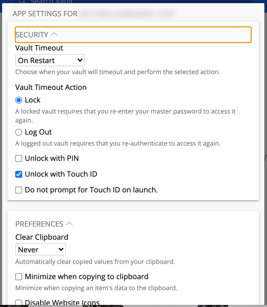 Figure A: Enabling fingerprint scanner to unlock with macOS.