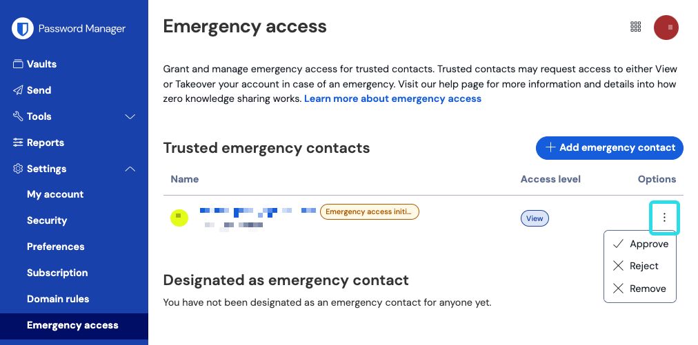 Approve or reject emergency access