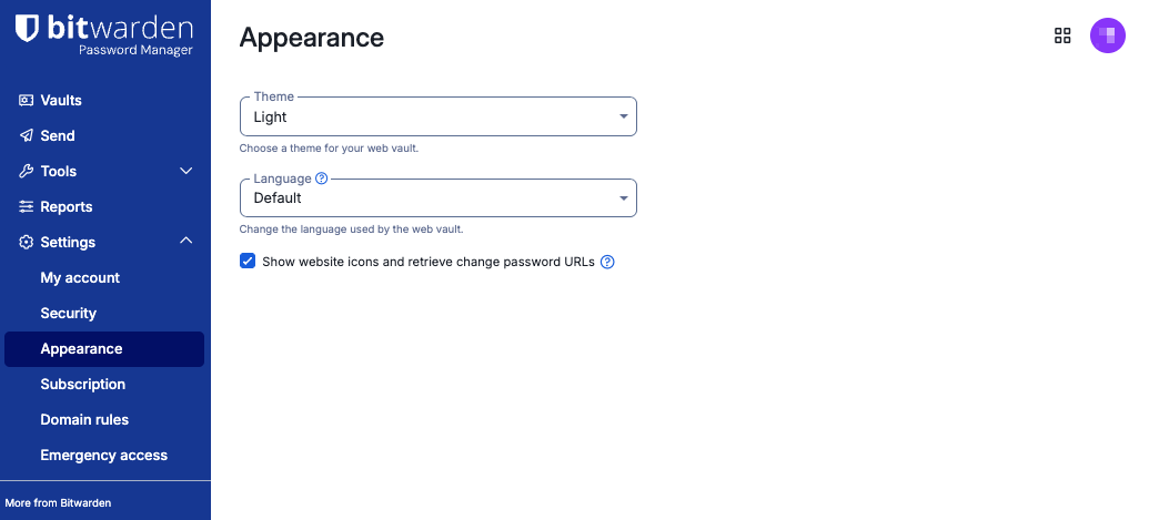 Web app appearance