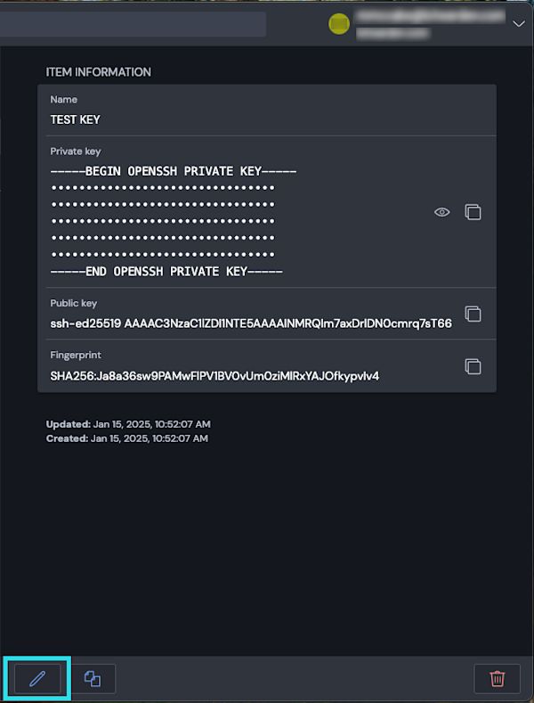 Edit desktop SSH item