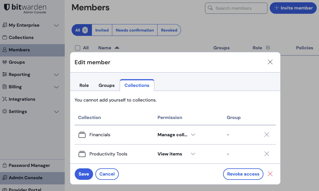 Permissions options