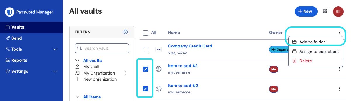 Move items to a folder 
