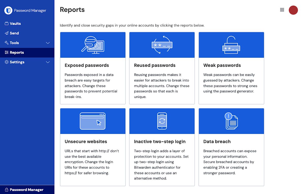 Reports page