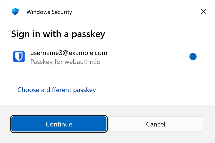 Sign in with passkey in Windows