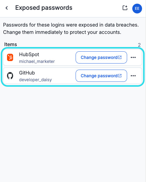 At-risk passwords in health reports